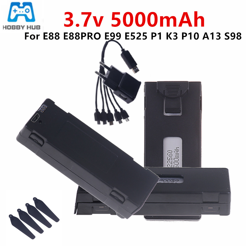 3.7V E88 5000mAh Rechargeable  - Drone Rc E99 Pro review and price