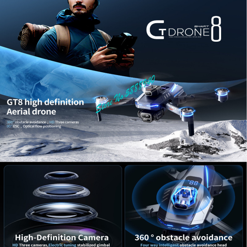Brushless 8K ESC Three Camera  - Drone Rc Fpv Manual review and price