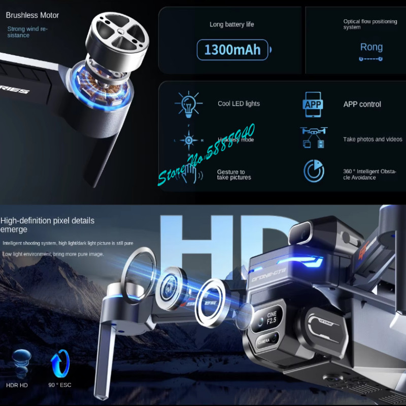 Brushless 8K ESC Three Camera  - Drone Rc Fpv Manual review and price